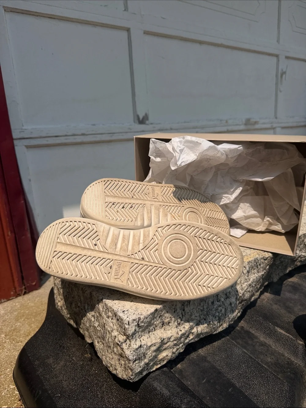 Puma Cream-White Leather Low-Top Sneakers